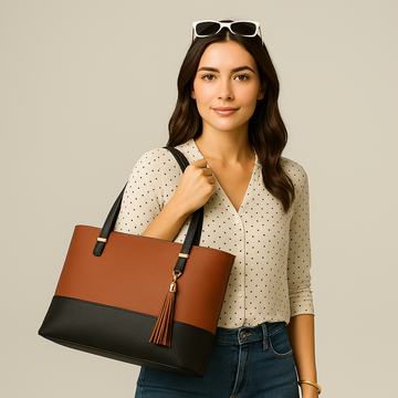 DREAM BROWN AND BLACK 3 PIECE HANDBAG